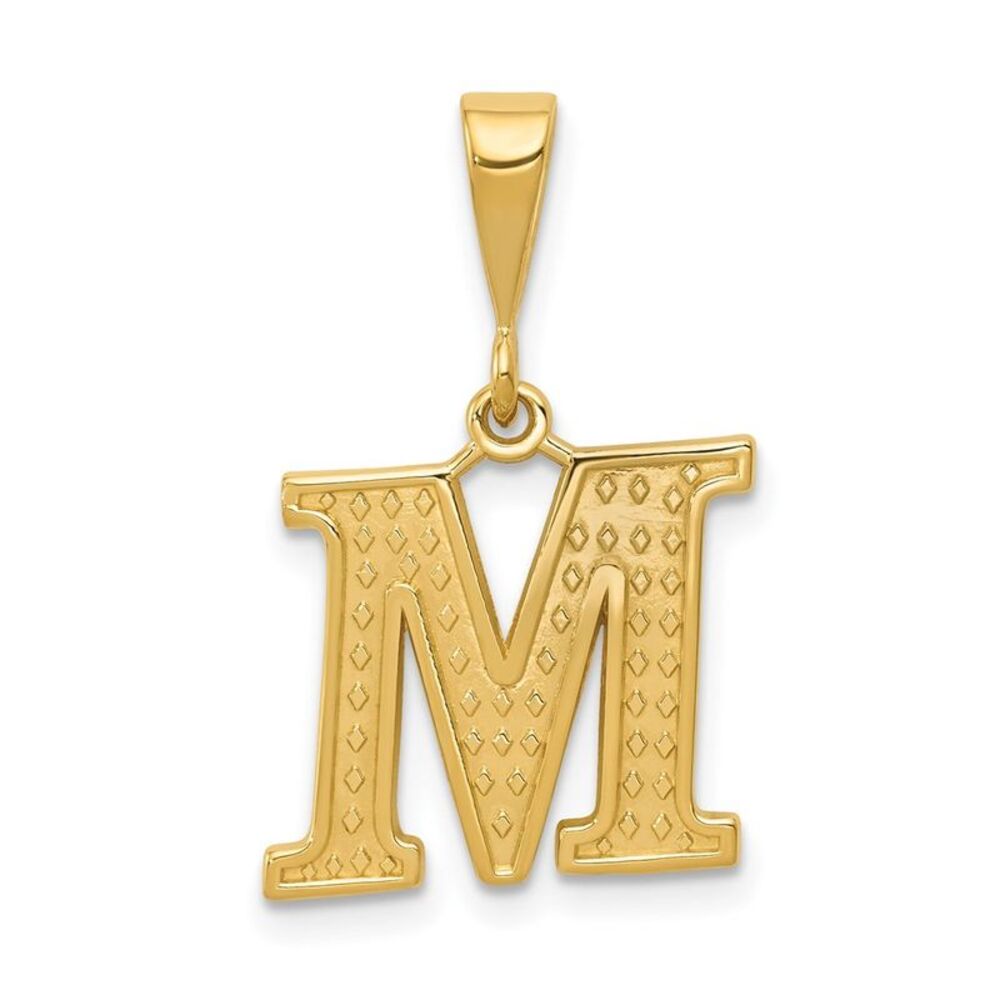 14k Yellow Gold, Ashley Collection, Textured Initial M Pendant